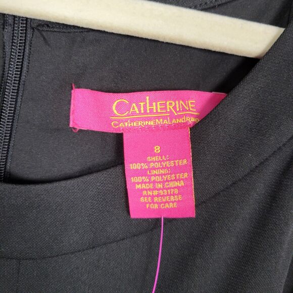 NWT CATHERINE MALANDRINO Black Sleeveless Fit & Flare Cocktail Dress SIZE 8 - Picture 8 of 12